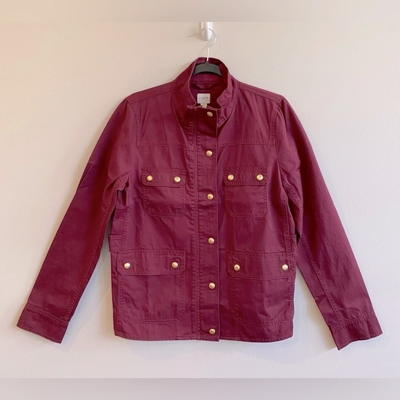 J. Crew Resin-Coated Twill Field Jacket Vintage Burgundy Size M NWT - Picture 4 of 16